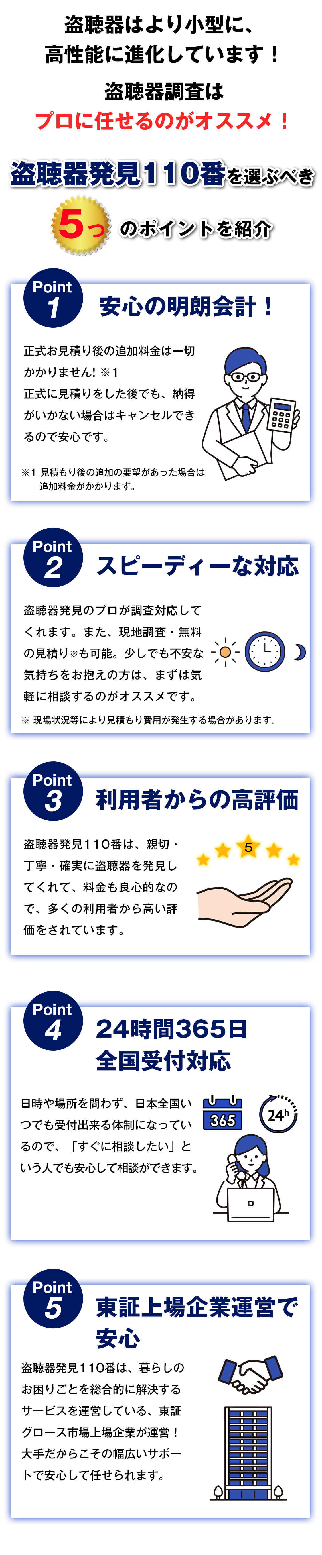 盗聴器発見110番を選ぶべき５つのポイントを紹介